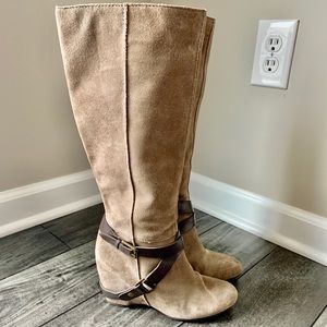 Franco Sarto Suede Boots w/ Hidden Wedge
